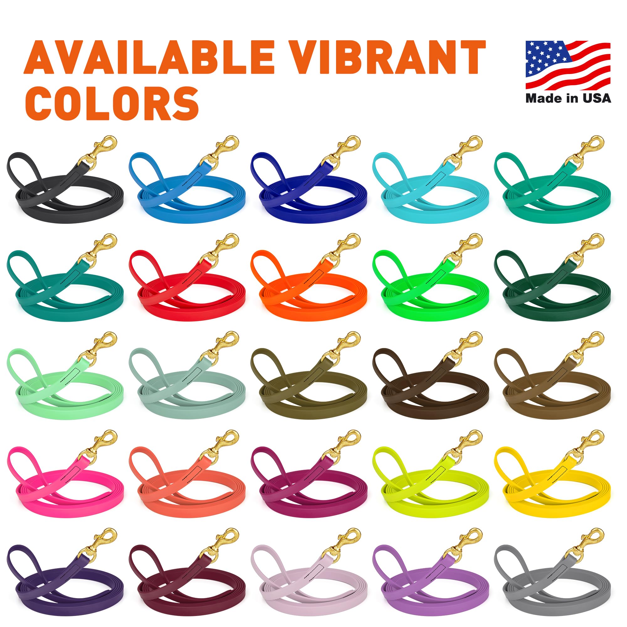 Viper Biothane Working Tracking Lead Leash Long Line For Dogs, 3/4'' X 33Ft, Hunter Orange